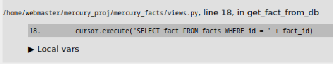 The actual query in the error